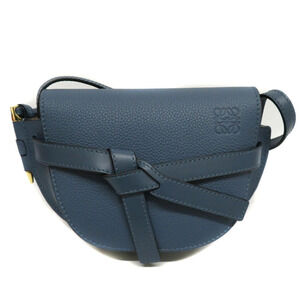 LOEWE Gate Dual Bag Shoulder Leather Blue Anagram